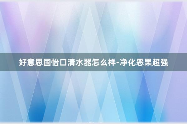 好意思国怡口清水器怎么样-净化恶果超强